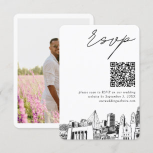 Carte D'accompagnement Omaha Mariage moderne RSVP QR Code