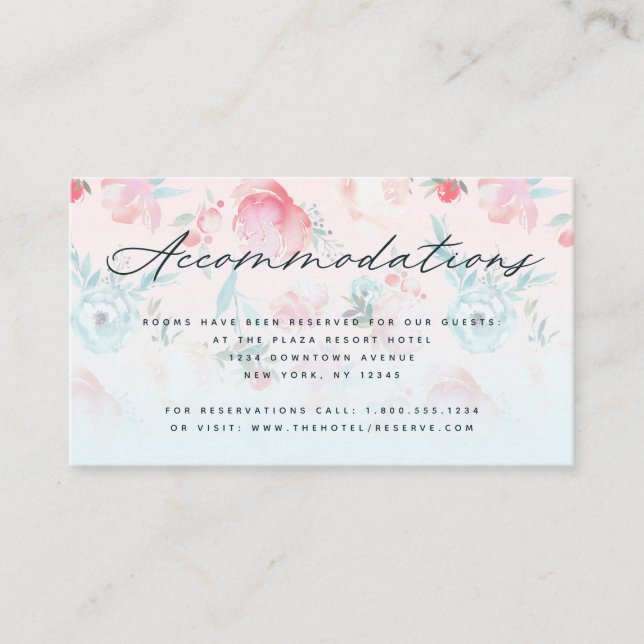 Carte D'accompagnement Ombre Jardin Floral Mariage Hébergements (Devant)