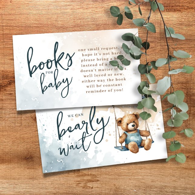 Carte D'accompagnement On peut attendre Denim Teddy Bear Livres pour bébé (Créateur téléchargé)