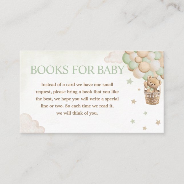 Carte D'accompagnement On peut attendre des livres d'ours verts pour bébé (Devant)
