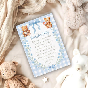 Carte D'accompagnement On peut attendre le Baby shower Floral En vichy bl