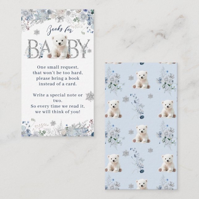 Carte D'accompagnement On peut attendre l'hiver Ours Baby shower Livres (Devant / Derrière)