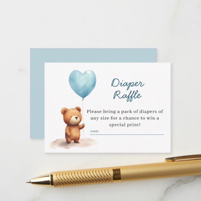 Carte D'accompagnement On Peut Attendre Teddy Bear Blue Diaper Raffin (Devant/Arrière en situation)