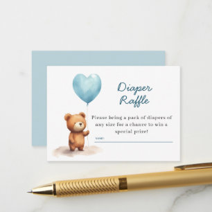 Carte D'accompagnement On Peut Attendre Teddy Bear Blue Diaper Raffin