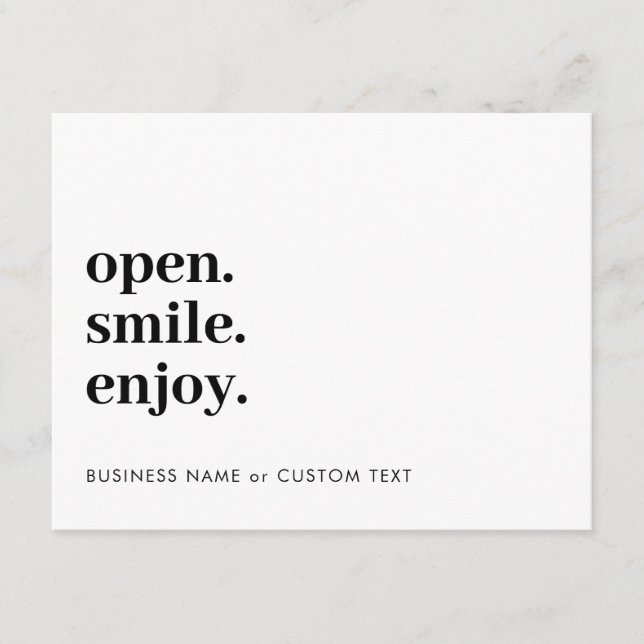 Carte D'accompagnement Open Smile Enjoy Jewelry Care Merci Business (Devant)