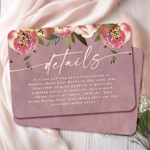 Carte D'accompagnement Ophelia Cottagecore Dusty Pink Détails sur le Mari