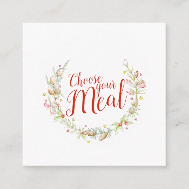 Carte D'accompagnement Options de repas de Noël Choisissez votre boîte de (Devant)