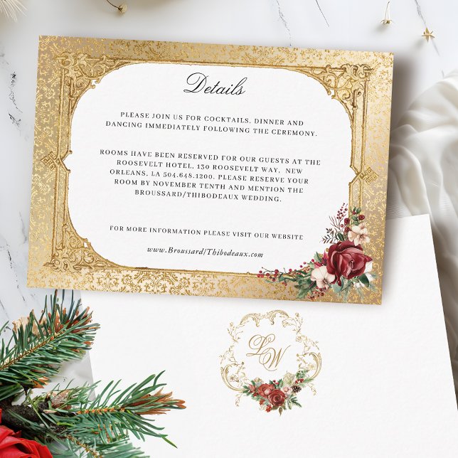 Carte D'accompagnement Opulence dorée Noël Mariage floral (Créateur téléchargé)