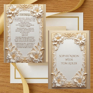 Carte D'accompagnement Or Baroque Luxe Grandeur Tulipes Blanches Florales