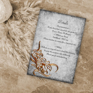 Carte D'accompagnement Or Floral et Parchemin antique Mariage rustique