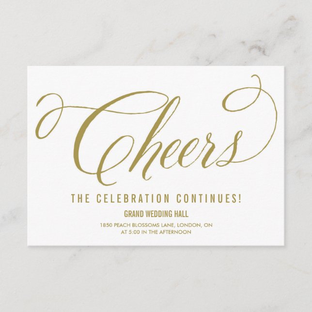 Carte D'accompagnement Or, M. & Mme Elegant Script Mariage Réception (Devant)