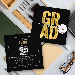 Carte D'accompagnement Or Or GRAD Élégant Fonds de Fin d'Études Universit