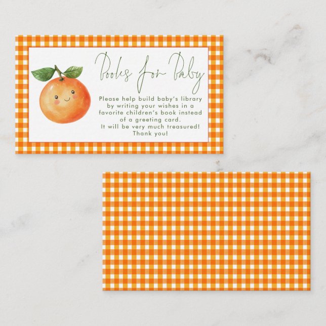 Carte D'accompagnement Orange En vichy Little Cutie Livres pour Baby show (Devant / Derrière)
