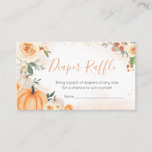 Carte D'accompagnement Orange Floral Verdure Citrouille Déchets Raffle (Devant)