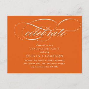 Carte D'accompagnement Orange Moderne Élégant Script Graduation Party