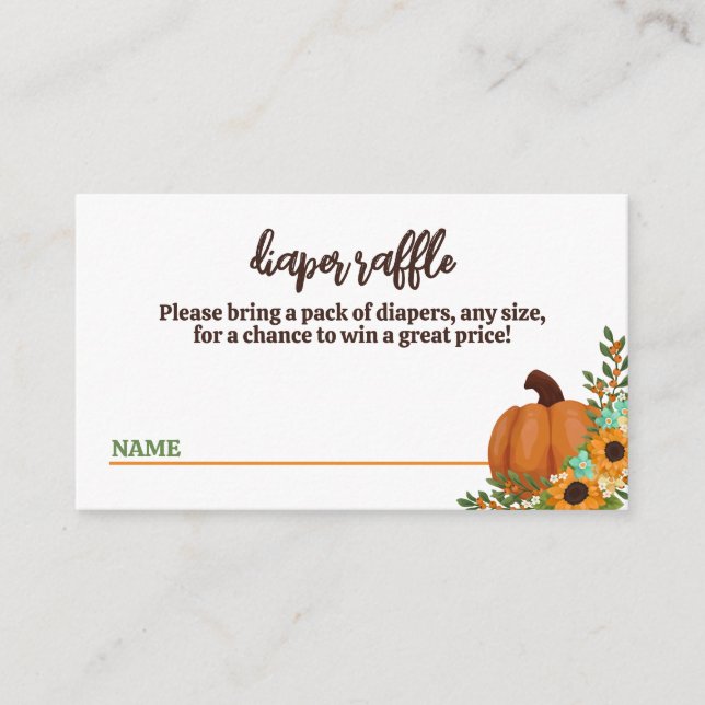 Carte D'accompagnement Orange Petit Baby shower Citrouille Déchets Raffle (Devant)