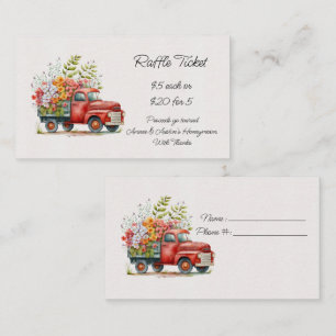 Carte D'accompagnement Orange Vintage Truck et Orange Hibiscus Raffle