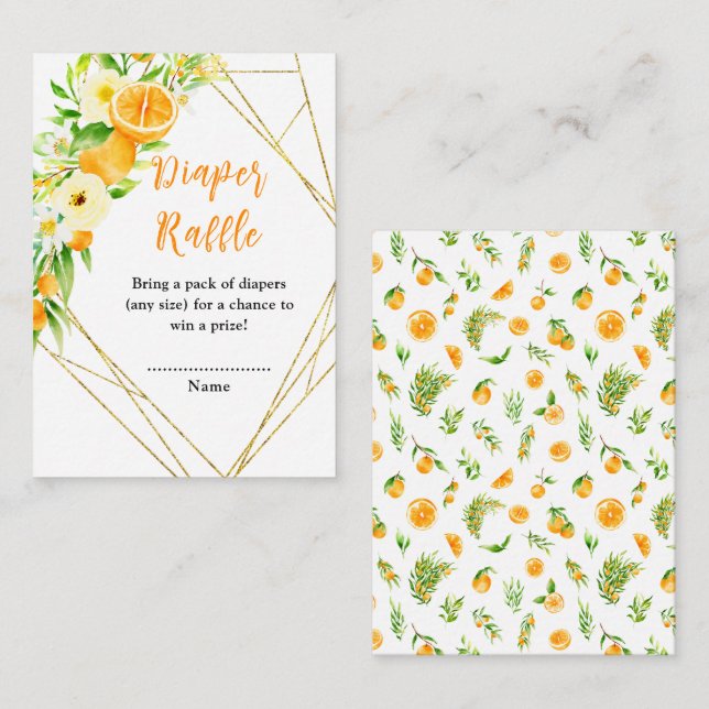 Carte D'accompagnement Oranges Baby shower Citrus Déchets Raffin (Devant / Derrière)