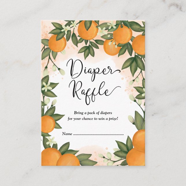 Carte D'accompagnement Oranges sucrées agrumes verdure Baby Diaper Raffle (Devant)