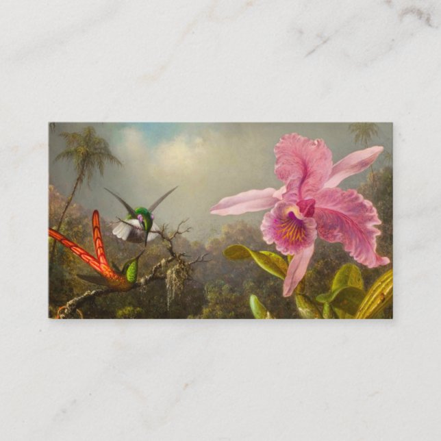 Carte D'accompagnement Orchidée avec deux colibris Heade (Devant)