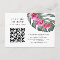 Orchidées roses chaudes Tropical QR Code RSVP