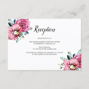 Carte D'accompagnement Orchidées Roses Roses Rose Réception Mariage Flora