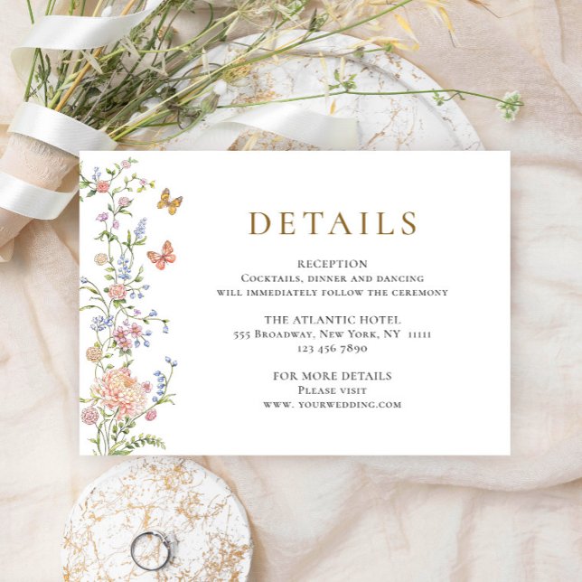 Carte D'accompagnement Ornate Grace Pastel Blush Floral Mariage Détails (Créateur téléchargé)