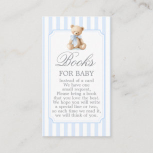 Carte D'accompagnement Ours à rayures bleues Baby Shower Garçon Livres po