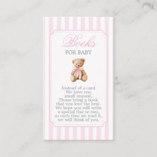 Carte D'accompagnement Ours à rayures roses Fille Baby Shower Livres pour