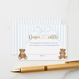 Carte D'accompagnement Ours Bleu à peine attendre Baby Shower Élégante Ra