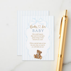 Carte D'accompagnement Ours Bleu à peine attendre Baby Shower Élégante Ra