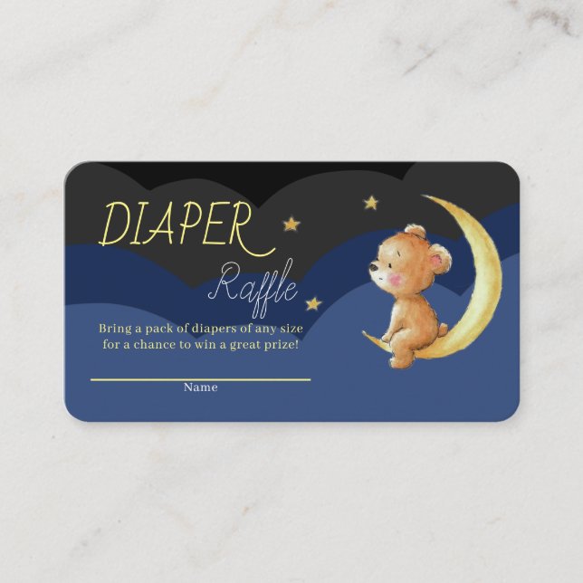 Carte D'accompagnement Ours Ciel Nocturne Étoile Nouveau-Né Sur Lune Déch (Devant)