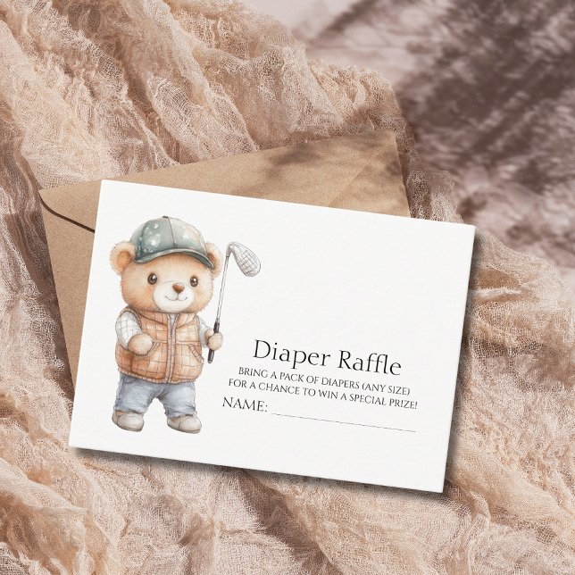 Carte D'accompagnement Ours de golf laisse par - Ti Baby Shower Diaper Ra (Créateur téléchargé)