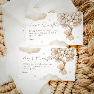 Carte D'accompagnement Ours en peluche avec ballons Baby shower neutre