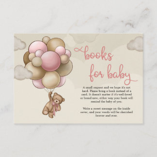 Carte D'accompagnement Ours en peluche avec ballons brun rose demande de