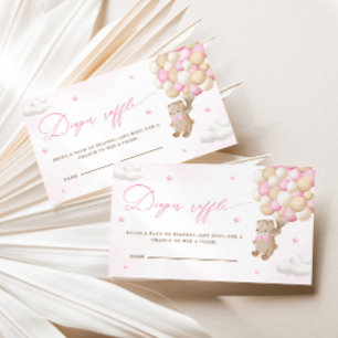 Carte D'accompagnement Ours en peluche avec ballons roses Raffin de couch