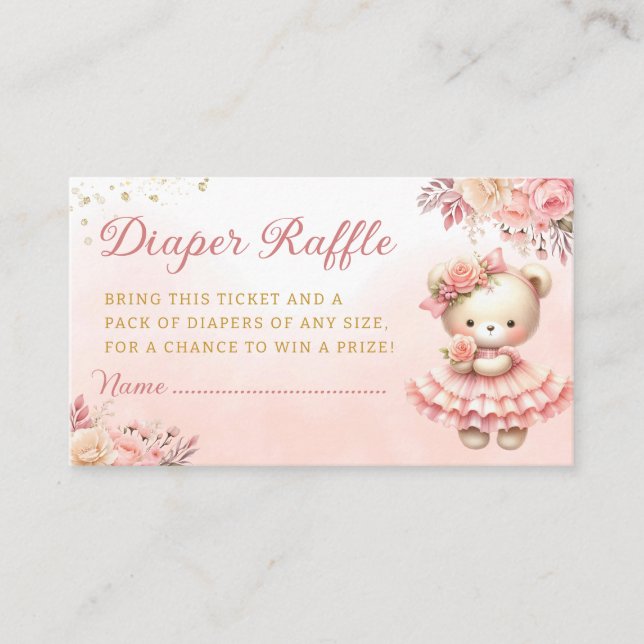 Carte D'accompagnement Ours en peluche floral mignon Baby shower au caril (Devant)