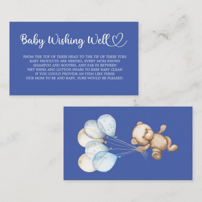 Carte D'accompagnement ours en peluche, ours de bébé, Baby shower, bien d (Devant / Derrière)