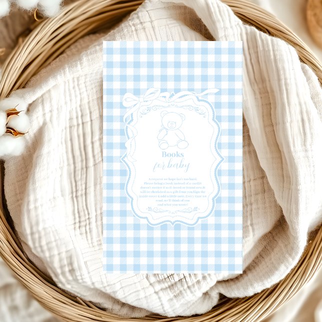 Carte D'accompagnement Ourson en tissu Gingham français mignon  Livres po (Créateur téléchargé)