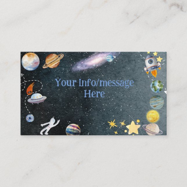 Carte D'accompagnement Out of this world space adventure kids birthday (Devant)