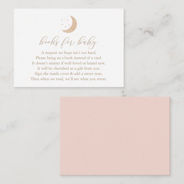 Carte D'accompagnement Over the Moon Girl Baby shower Livres pour bébé (Devant / Derrière)