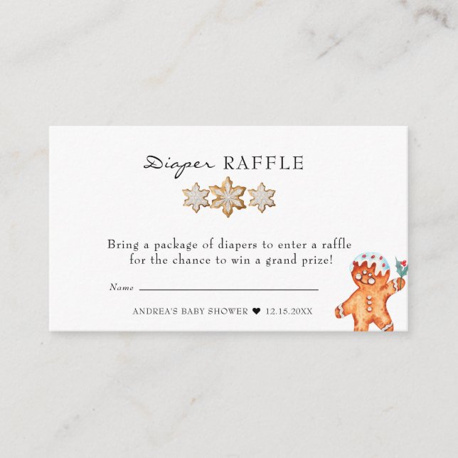 Carte D'accompagnement Pain d'épices | Baby shower de Noël Déchets Raffle (Devant)