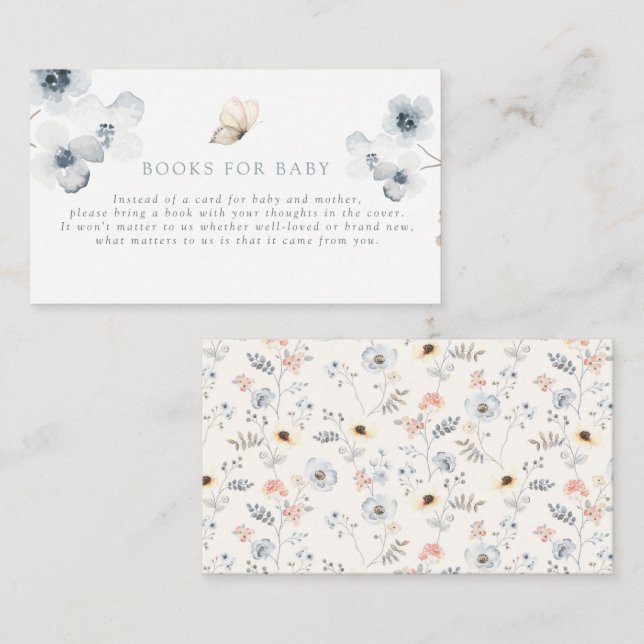Carte D'accompagnement Pale Modern Simple Floral Livres pour bébé (Devant / Derrière)