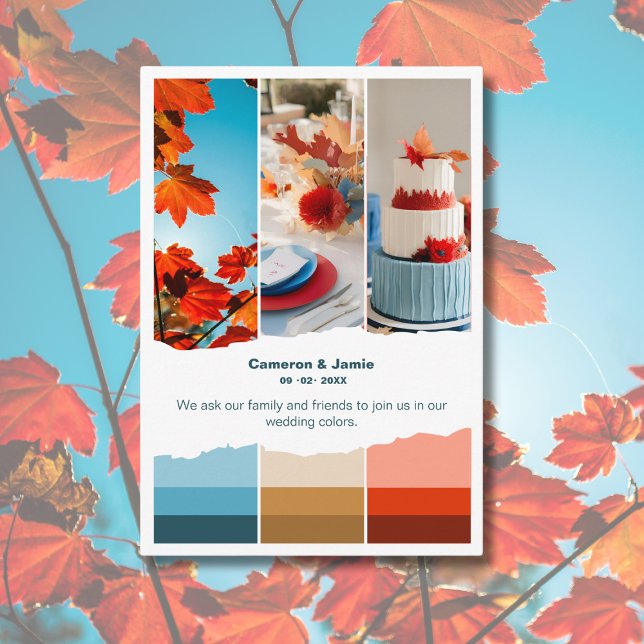 Carte D'accompagnement Palette de couleurs Mariage bleu rouge (Red Blue Wedding Color Palette Enclosure Card)