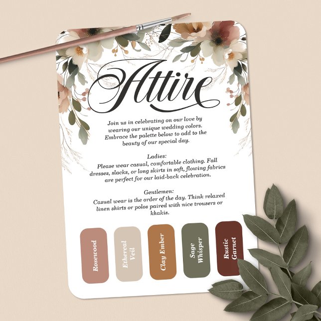 Carte D'accompagnement Palette de couleurs Mariage Ethereal Elegance (Style your presence—our dress code cards guide guests to wear your unique wedding colors.)