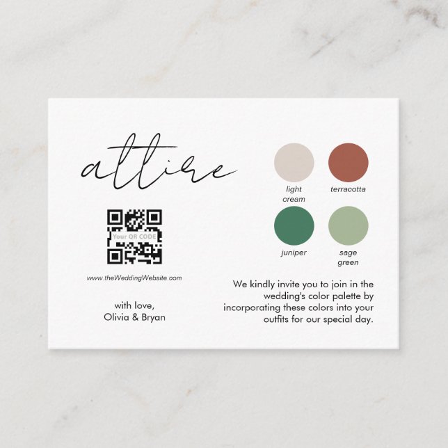 Carte D'accompagnement Palette de tenue | Code QR vertical (Devant)
