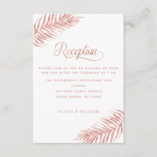 Carte D'accompagnement Palm Leaf Rose Gold White Mariage Réception