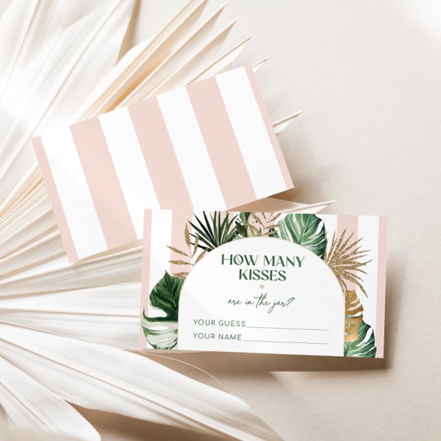 Carte D'accompagnement Palm plage rose strié combien de baisers jeu de ma (Créateur téléchargé)