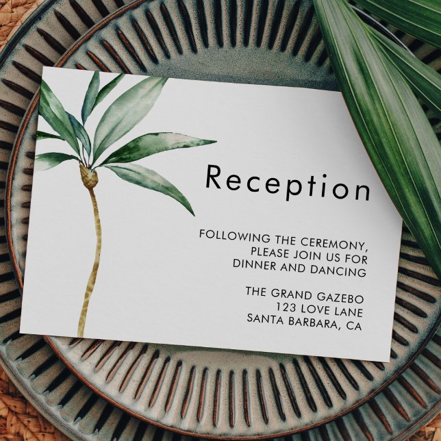 Carte D'accompagnement Palm Tree Destination Mariage Réception (Créateur téléchargé)