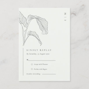 Carte D'accompagnement Palme feutrée Croquis Noir Blanc Mariage Réception
